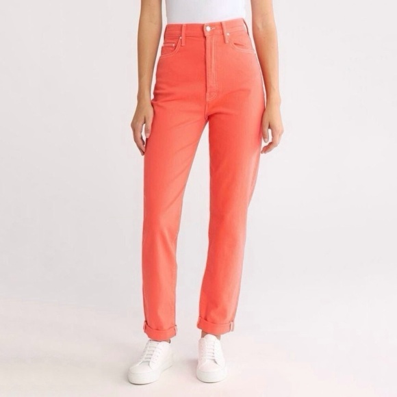 Mother The Tune Up Bona Fide Hover Slim Straight Jean Play Date Hot Coral 29 - Picture 4 of 16